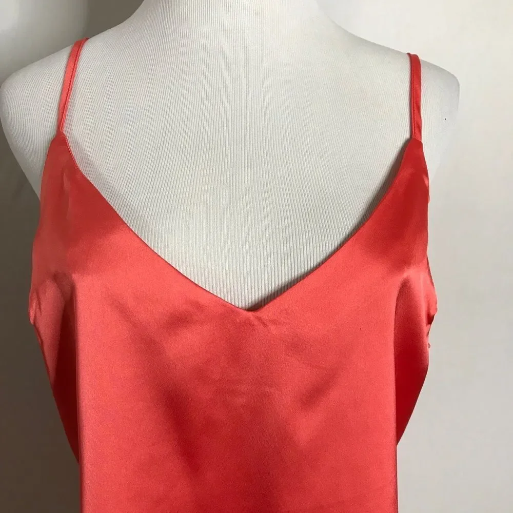 Nasty Gal V You Never Satin Cami Coral Pink Size 10 NWT